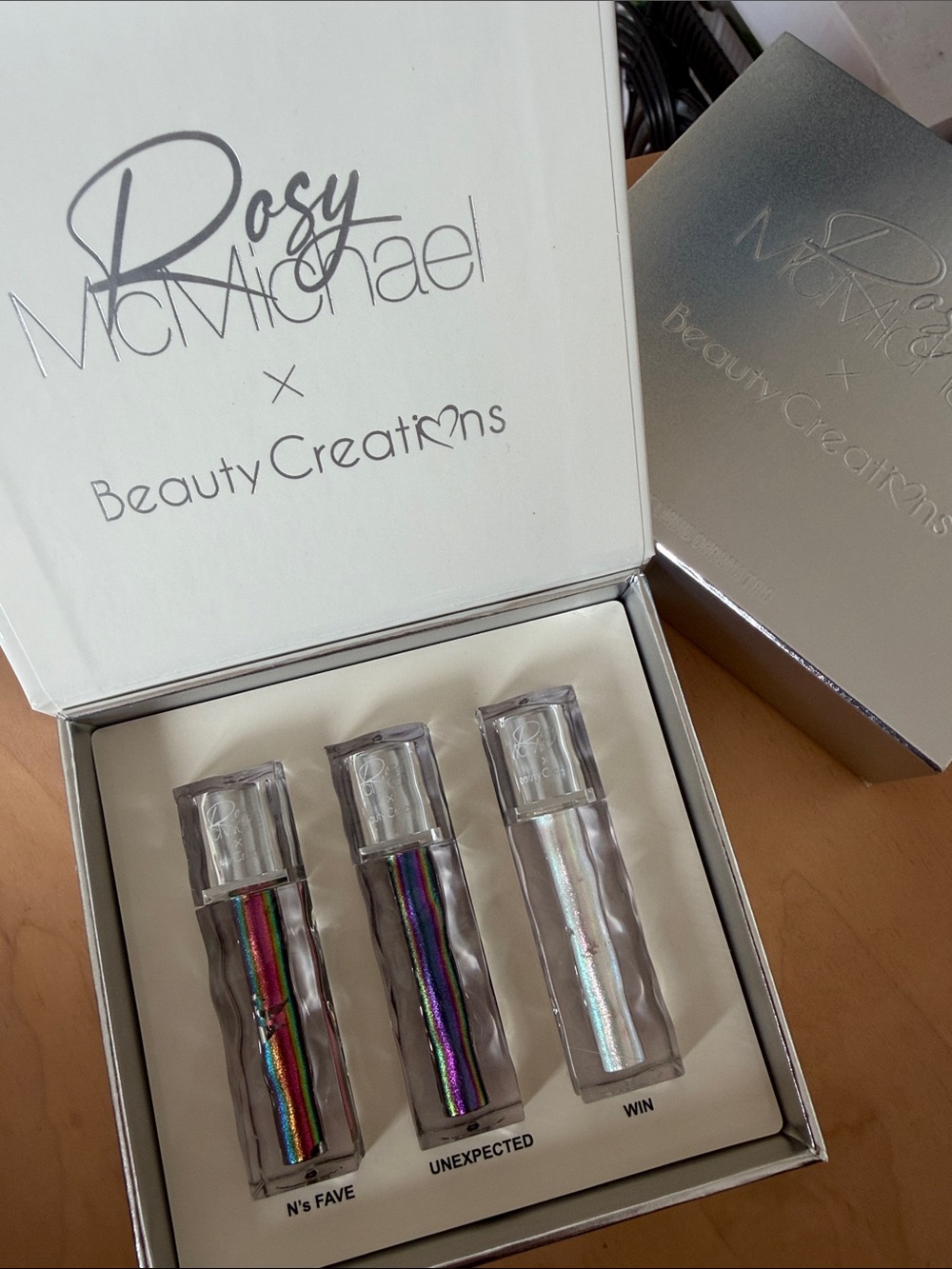 Rosy McMichael x Beauty Creations Silver Metallic eyeshadow cream trio